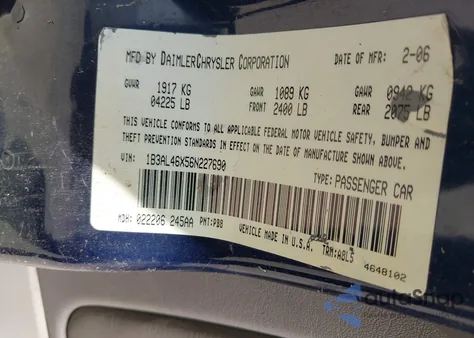 2006 Dodge Stratus Sxt из США, поврежденный, VIN 1B3AL46X56N227690